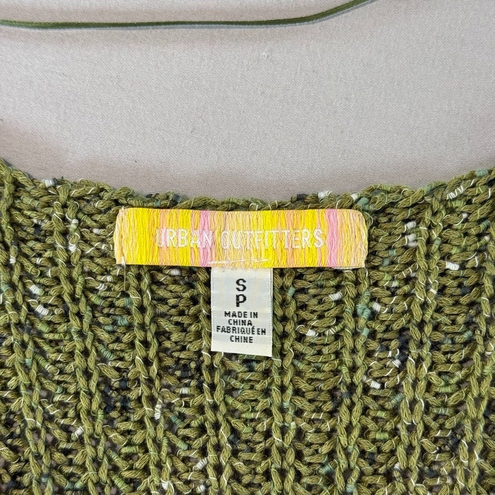 Urban Outfitters Green Open Knit Cardigan S Cropped Bell Sleeve Y2K Fairy Grunge - Picture 3 of 6